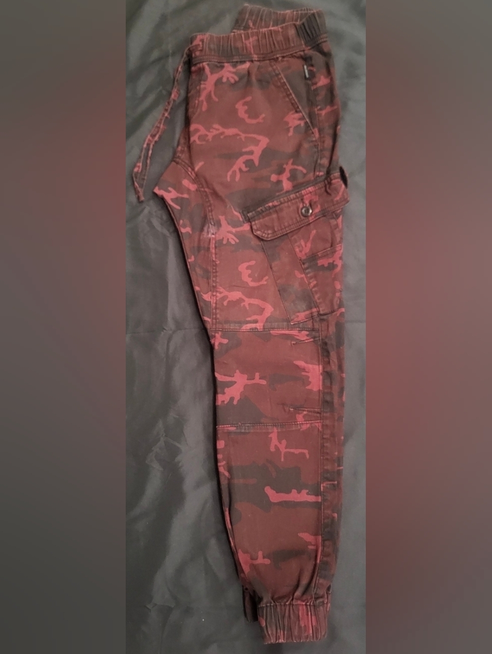 Ring Of Fire Camo Cargo Joggers Maroon Men Size Large - Picture 4 of 8
